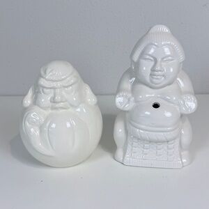 2 Vintage Ceramic Daruma & Sumo Wrestler Tiki Mugs Benihana Barware Drinkware